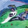 Александр Бушуев. Планшет и смартфон. 2017. Картон, масло, акрил. 40,5х50,5. МОК/Традиция